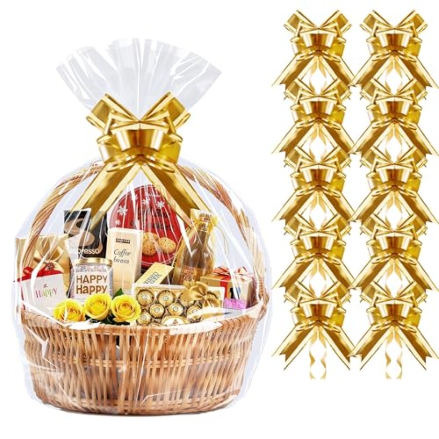 Cellophane Wrap Clear - 10 Pack 24x30 Inch Large Cellophane
