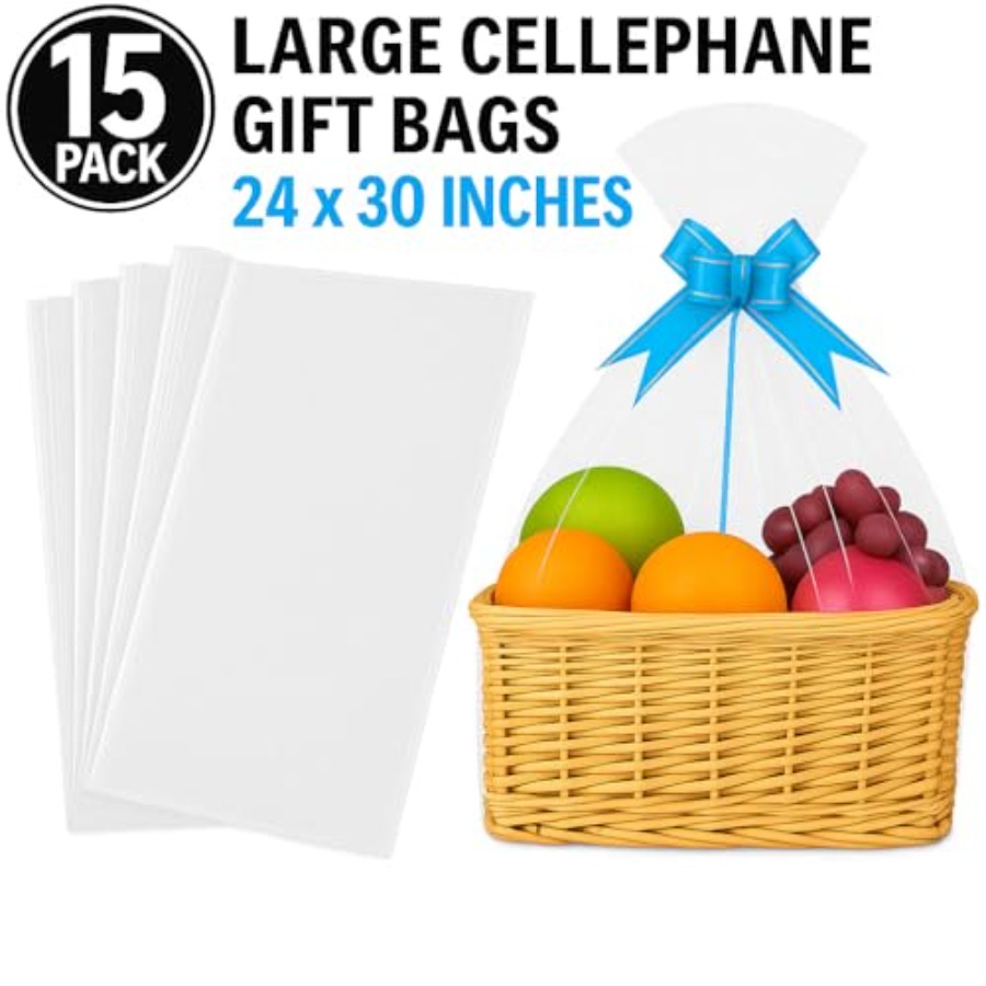 15 Pack Large Clear Cellophane - Cellophane Wrap Clear avis et prix