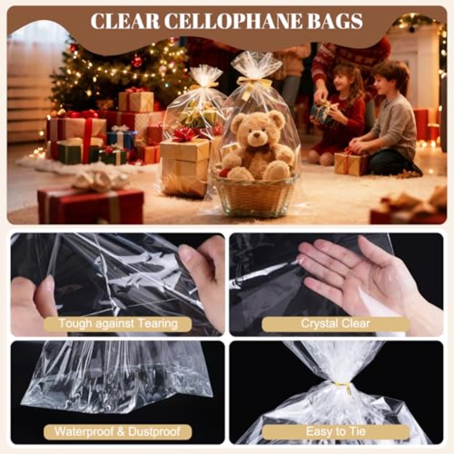10 PCS Clear Cellophane Bags,  - Cellophane Wrap Clear avis et prix