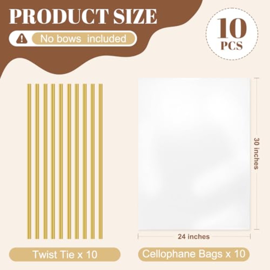 10 PCS Clear Cellophane Bags,  - Cellophane Wrap Clear avis et prix