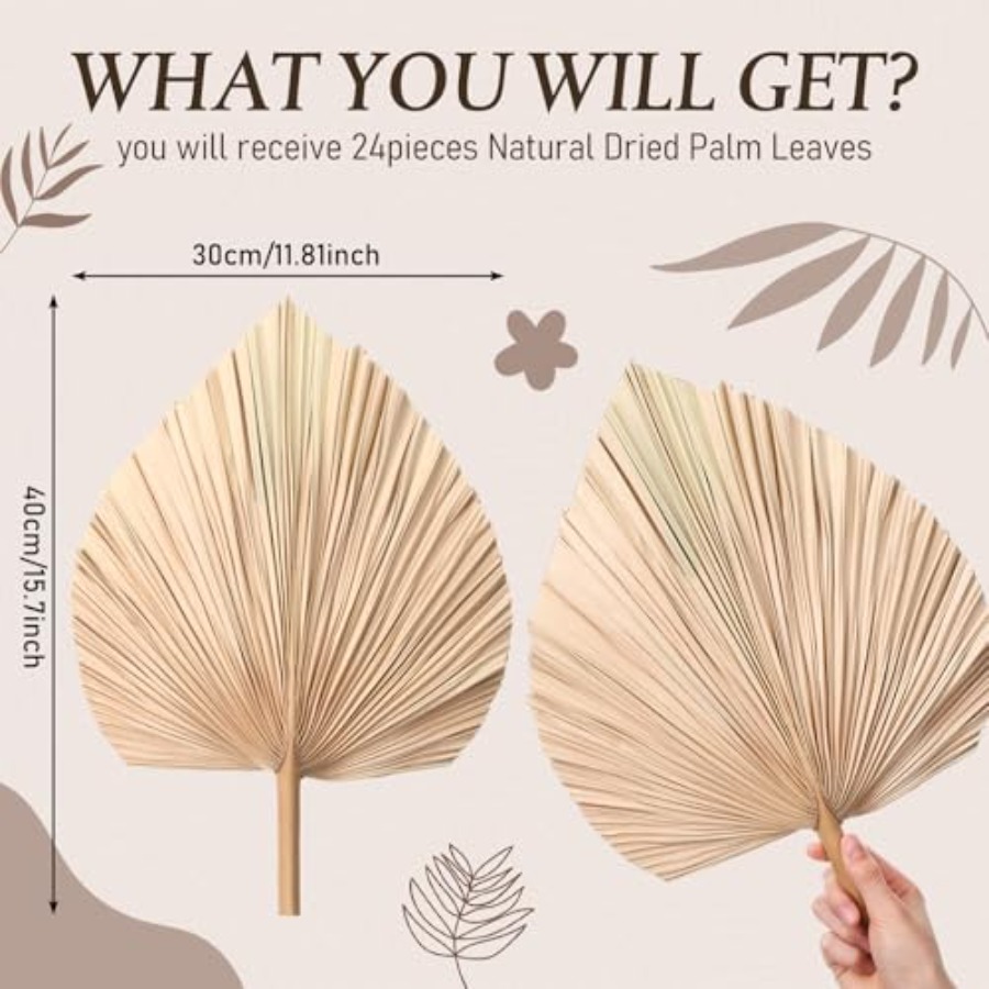 24 Pcs Dried Palm Leaves Artif - Palm Leaf Dried avis et prix