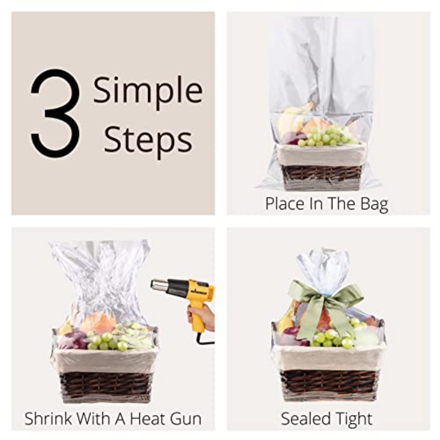 Shrink Wrap Basket Bags For Gi - Cellophane Wrap Clear avis et prix