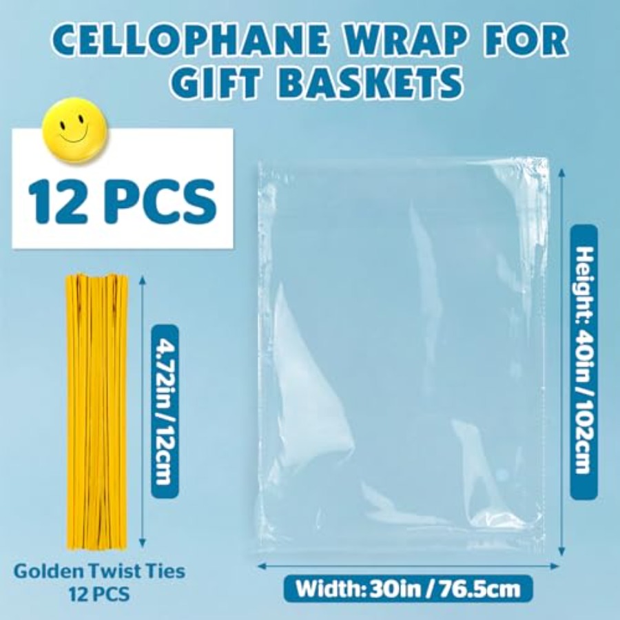 12 Pcs Large Cellophane Bags,  - Cellophane Wrap Clear avis et prix
